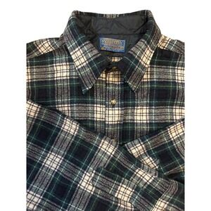Vintage 70s Green/ Blue Tartan Pendleton Tartan 100% Wool Shirt